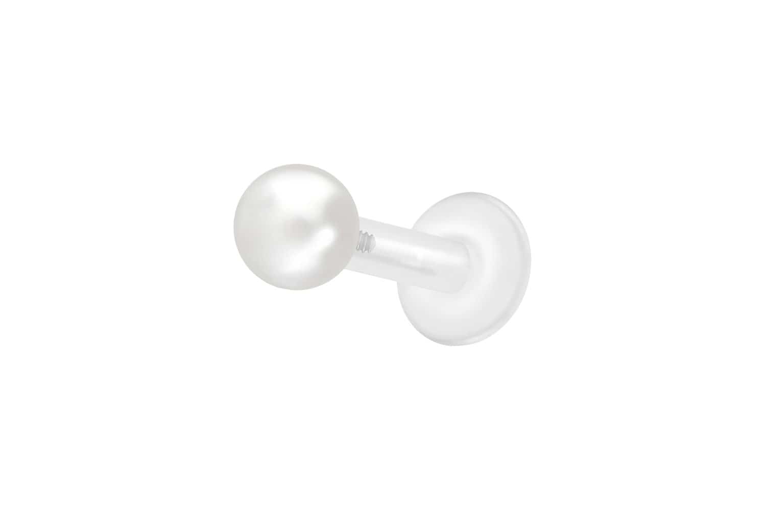 PTFE Labret mit Innengewinde + Titan-Aufsatz SYNTHETISCHE PERLE